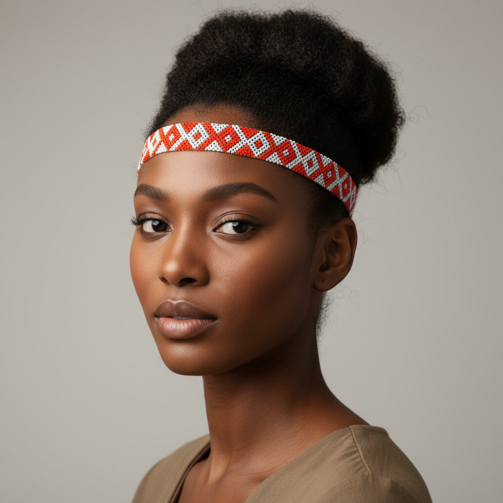 Headband (flexible; white orange)